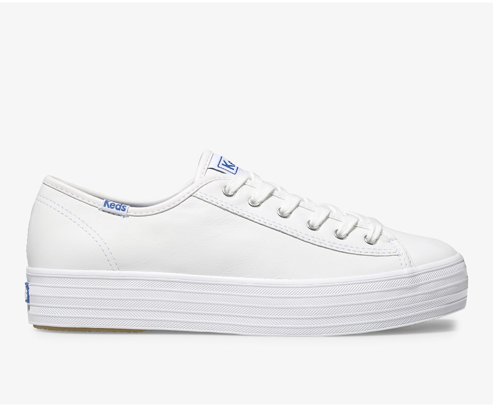 Keds Womens Sneakers White - Triple Kick Leather - 968KVFGYA